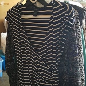 Ann Taylor navy and white striped dress